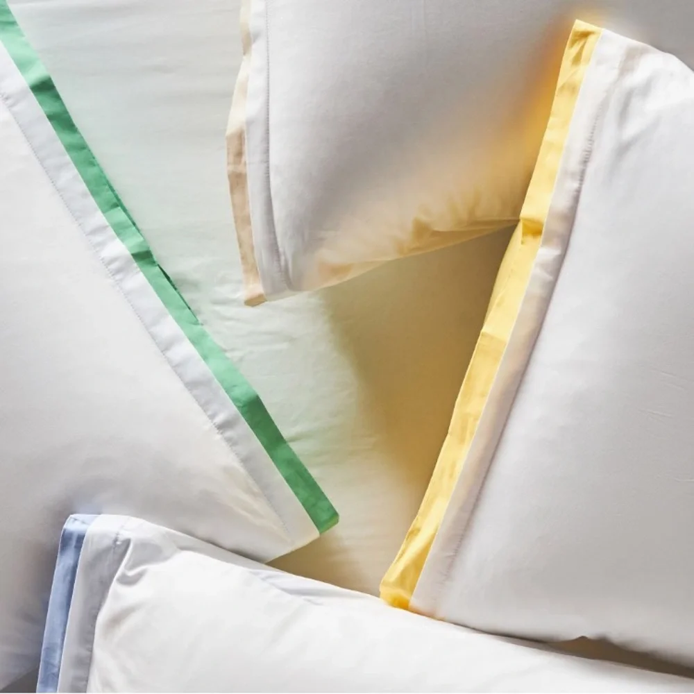 Duvet + pillow covers Tipped contrast percale duvet cover‎ Yellow & White